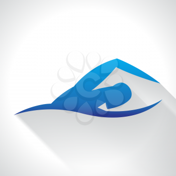 Athletics emblem of abstract stylized swimming man. Sport concept for advertising, branding, illustration.