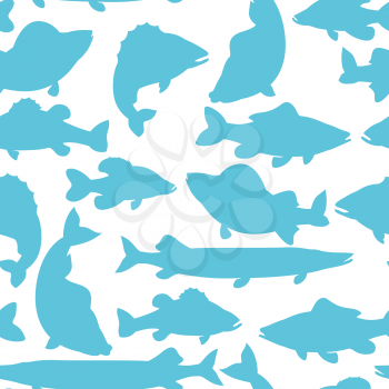 Seamless pattern with various fish. Background made without clipping mask. Easy to use for backdrop, textile, wrapping paper.