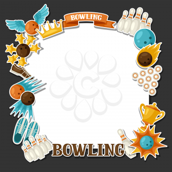 Background with bowling items. Image for advertising booklets, banners and flayers.