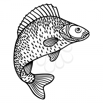 Abstract decorative fish on white background.  Image for design t-shirts, prints, decorations brochures and websites.