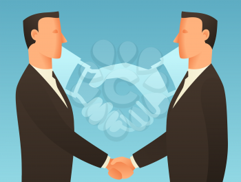 Partnership business conceptual illustration with businessmen shaking hands. Image for web sites, articles, magazines.