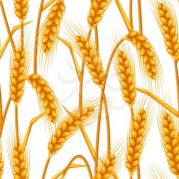 Seamless pattern with wheat. Agricultural image natural golden ears of barley or rye. Easy to use for backdrop, textile, wrapping paper, wallpaper.