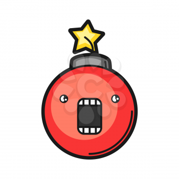 Illustration of red bomb. Icon on white background.