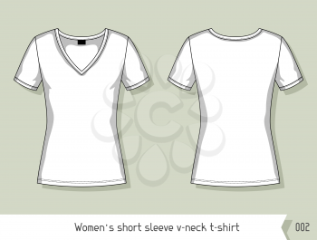 Women short sleeve v-neck t-shirt Template for design, easily editable by layers.