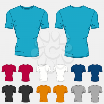 Set of colored t-shirts templates for men.