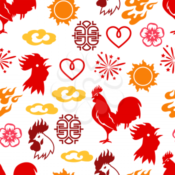 Seamless pattern with symbols of 2017 by Chinese calendar.