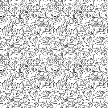 Floral background with roses. Vector seamless pattern.