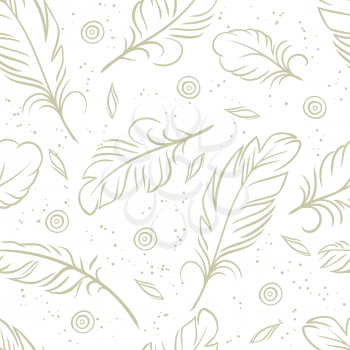 Vintage seamless pattern with hand drawn feathers.