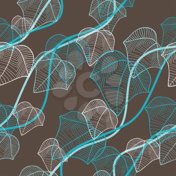 Vector illustration of leaves. (Seamless stylish pattern).