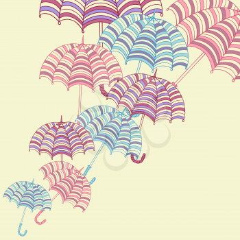 Design ellement with cute umbrellas. Vector illustration.