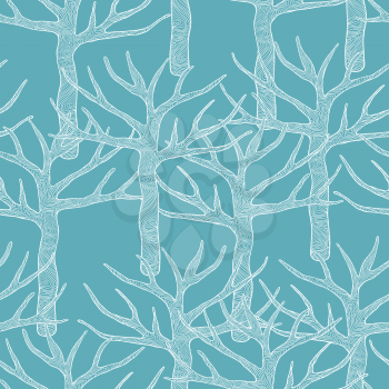 Decorative seamless pattern with trees. Vector illustration