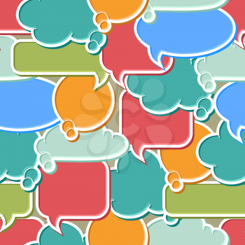 Seamless pattern of colorful speech bubbles and dialog balloons.