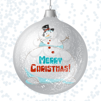 Vector Merry Christmas card with brilliant glossy ball.