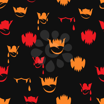 Vector seamless pattern with sharp teeth. Halloween background.