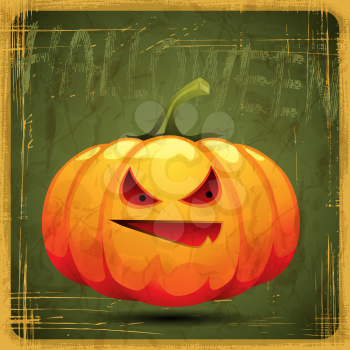 EPS10 vintage grunge old card. Halloween pumpkin.