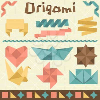Retro origami set with design elements.
