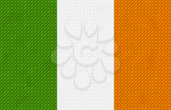 Irish flag background made with embroidery cross-stitch.