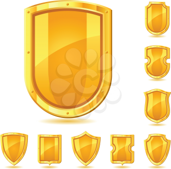 Set of shield icons, symbols and signs.
