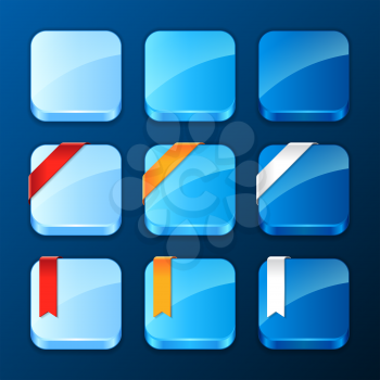 Set of the app icons with ribbons and banners.