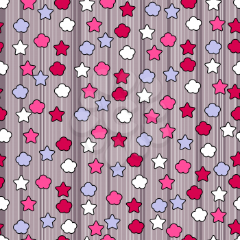 Seamless pattern with cute doodles.