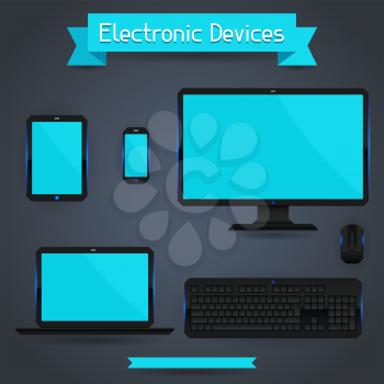 Electronic devices - computer laptop tablet and phone.