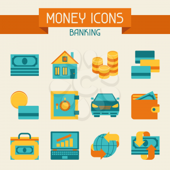 Set of money and banking icons.