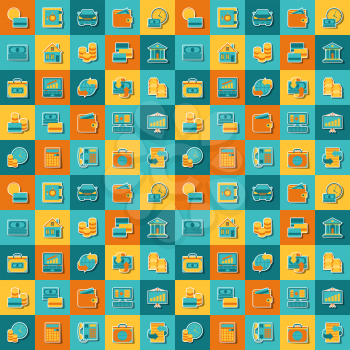 Seamless pattern of banking icons.