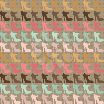 Seamless pattern with shoes in retro style.