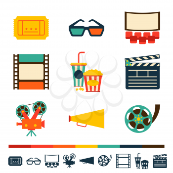 Set of movie design elements and cinema icons. 