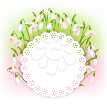 Spring flowers snowdrops natural background.