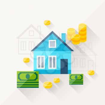 Illustration concept of mortgage in flat design style.