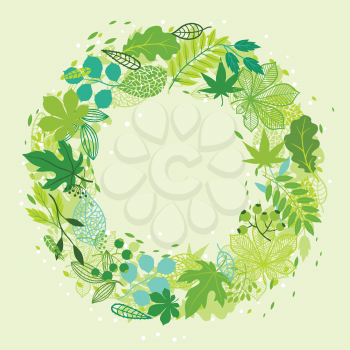 Background of stylized green leaves for greeting cards.