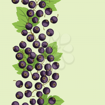 Nature background design with stylized fresh black currants.