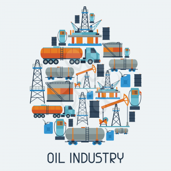 Industrial background design with oil and petrol icons. Extraction and refinery facilities.