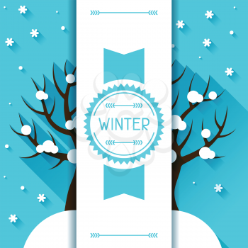 Seasonal illustration with winter tree in flat design style.