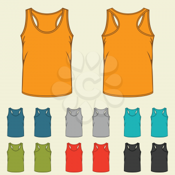 Set of templates colored singlets for men.