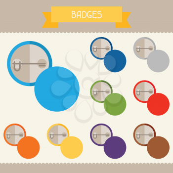 Badges colored templates for your design in flat style.