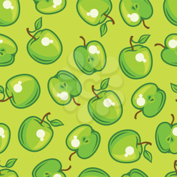 Seamless pattern with stylized fresh ripe apples.