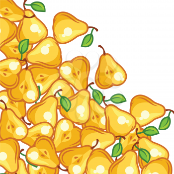 Background design with stylized fresh ripe pears.