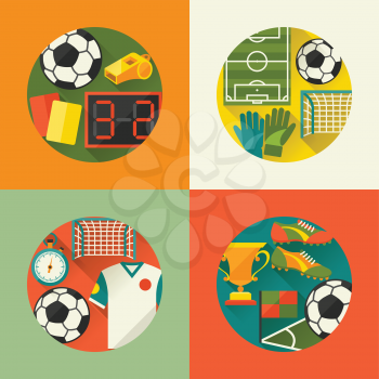 Sports backgrounds  with soccer (football) flat icons.