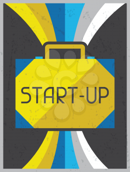 Start-up. Retro poster in flat design style.