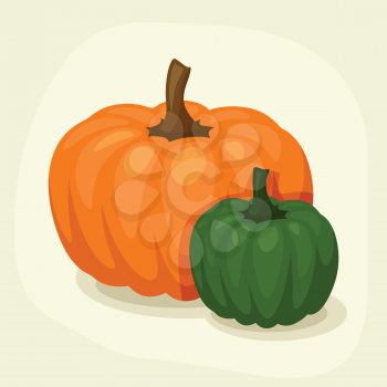 Stylized vector illustration of fresh ripe pumpkins.