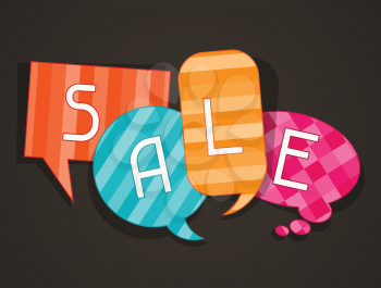 Sale poster with speech bubbles in flat design style.