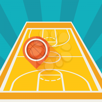 Sports background with basketball court and marker ball.
