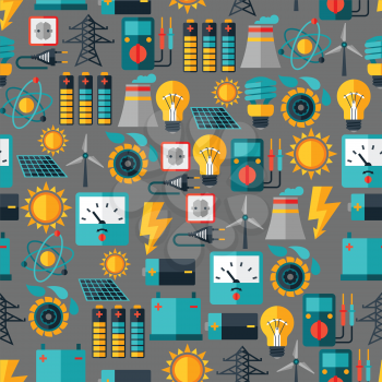 Seamless pattern with power icons in flat design style.