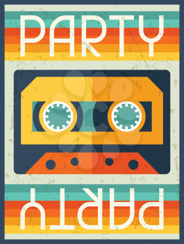 Party retro poster in flat design style.