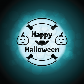 Happy halloween greeting card on background of moon.