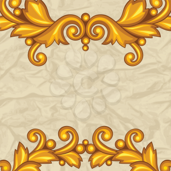 Background with baroque ornamental floral gold elements.