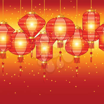 Chinese New Year seamless pattern with lanterns.