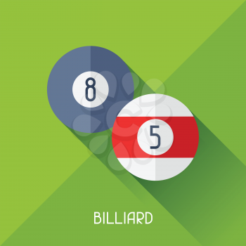 Game illustration with billiard in flat design style.